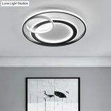 Minimalist Led Flush Ceiling Light Fixture - 3 - Ring Bedroom Mount In Black