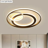 Minimalist Led Flush Ceiling Light Fixture - 3 - Ring Bedroom Mount In Black