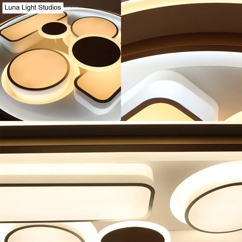 Minimalist Led Flush Light In Brown With Acrylic Shade - Round/Rectangular Ceiling Lighting Fixture
