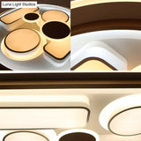 Minimalist Led Flush Light In Brown With Acrylic Shade - Round/Rectangular Ceiling Lighting Fixture