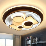 Minimalist Led Flush Light In Brown With Acrylic Shade - Round/Rectangular Ceiling Lighting Fixture