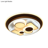 Minimalist Led Flush Light In Brown With Acrylic Shade - Round/Rectangular Ceiling Lighting Fixture