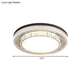 Minimalist Led Flush Mount Ceiling Lamp - Clear Crystal Circular Light Fixture For Bedroom