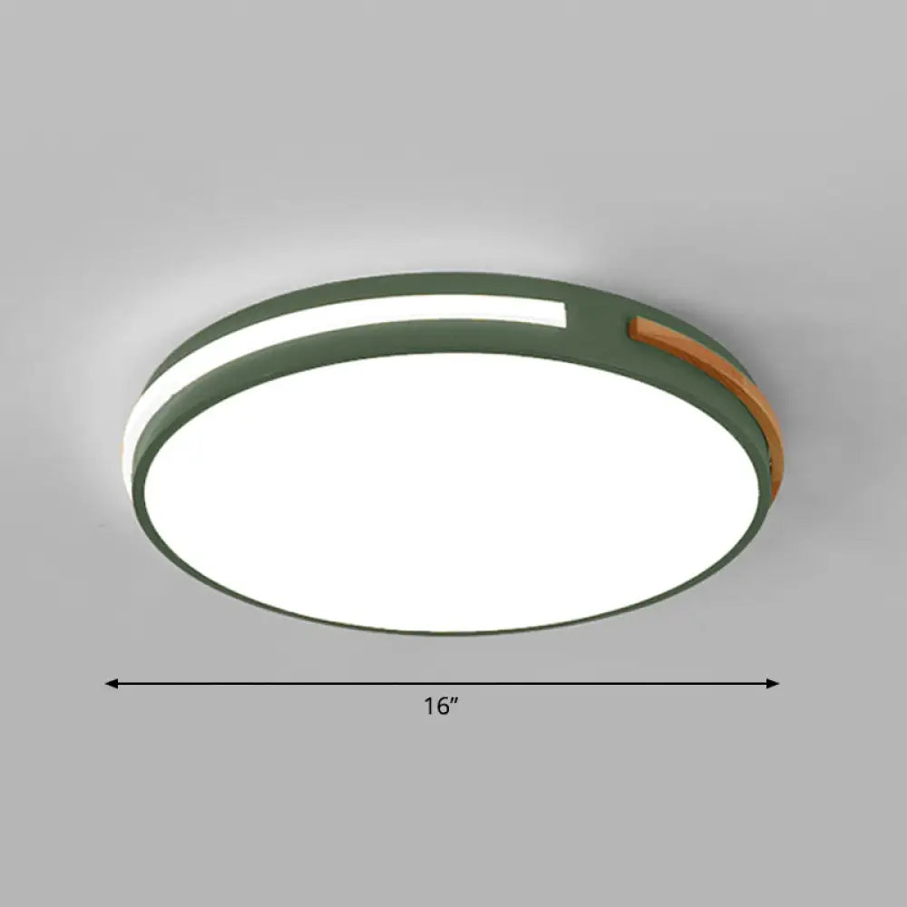 Minimalist Led Flush Mount Ceiling Light With Round Acrylic Shade - Bedroom Lighting Fixture Green