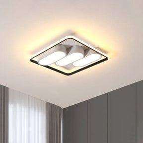 Minimalist Led Flush Mount Ceiling Light With Square Black And White Frame Black - White