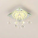 Minimalist Led Flush Mount Crystal Square Ceiling Light For Corridors Clear