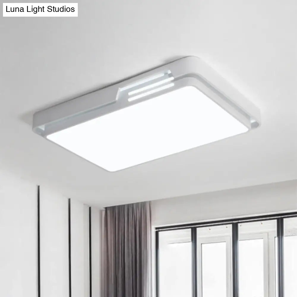 Minimalist Led Flush Mount Lamp With White/Warm Light And Sleek Metal Design