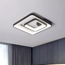 Minimalist Led Flush Mount Light In Black White/Warm - Square Frame Design / 16.5’ White