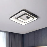 Minimalist Led Flush Mount Light In Black White/Warm - Square Frame Design / 16.5’ White