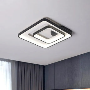 Minimalist Led Flush Mount Light In Black White/Warm - Square Frame Design / 16.5’ White