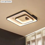 Minimalist Led Flush Mount Light In Black White/Warm - Square Frame Design