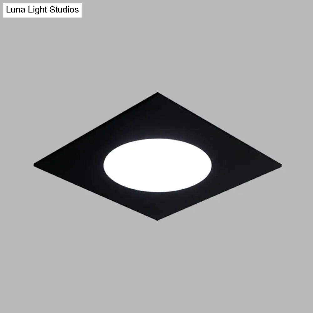 Minimalist Led Flush Mount Light In Metallic Squared Design With White/Warm