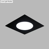 Minimalist Led Flush Mount Light In Metallic Squared Design With White/Warm