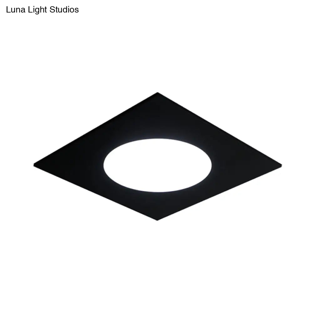 Minimalist Led Flush Mount Light In Metallic Squared Design With White/Warm