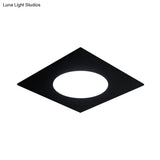 Minimalist Led Flush Mount Light In Metallic Squared Design With White/Warm