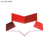 Minimalist Led Flush Mount Lighting In Red For Meeting Room - Pentastar Shaped Ceiling Light
