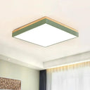 Minimalist Led Flushmount Light For Children’s Bedroom - Square Acrylic Close To Ceiling Fixture