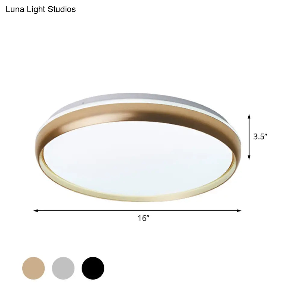 Minimalist Led Flushmount With Acrylic Shade - Black/Gold/Silver Flush Lighting For Living Room