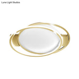 Minimalist Led Gold Dual Ring Flush Mount Lamp In Warm/White Light