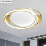 Minimalist Led Gold Dual Ring Flush Mount Lamp In Warm/White Light