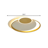 Minimalist Led Gold Flush Mount Lamp - Metallic Shade Warm/White Light 16.5/20.5 W