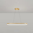 Minimalist Led Gold Plated Pendant Light Fixture For Table - Metal Oblong Design / 27.5 White