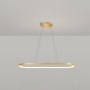 Minimalist Led Gold Plated Pendant Light Fixture For Table - Metal Oblong Design / 27.5 White
