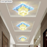 Minimalist Led Hallway Ceiling Lamp With Cube Crystal Shade - Clear Flush Mount Light