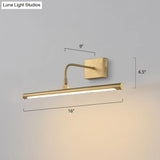 Minimalist Led Mirror Light With Pivot Joint - Acrylic Tubular Vanity Wall Sconce In Brass