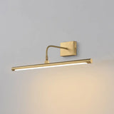 Minimalist Led Mirror Light With Pivot Joint - Acrylic Tubular Vanity Wall Sconce In Brass / 21.5