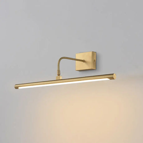 Minimalist Led Mirror Light With Pivot Joint - Acrylic Tubular Vanity Wall Sconce In Brass / 21.5