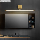 Minimalist Led Mirror Light With Pivot Joint - Acrylic Tubular Vanity Wall Sconce In Brass