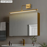 Minimalist Led Mirror Light With Pivot Joint - Acrylic Tubular Vanity Wall Sconce In Brass