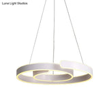 Minimalist Led Pendant Light With White Swirl Acrylic Chandelier - Warm/White Lighting For