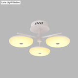 Minimalist Led Restaurant Flush Light Fixture - White Semi Ceiling Mount With Doughnut Acrylic