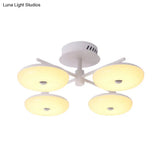 Minimalist Led Restaurant Flush Light Fixture - White Semi Ceiling Mount With Doughnut Acrylic