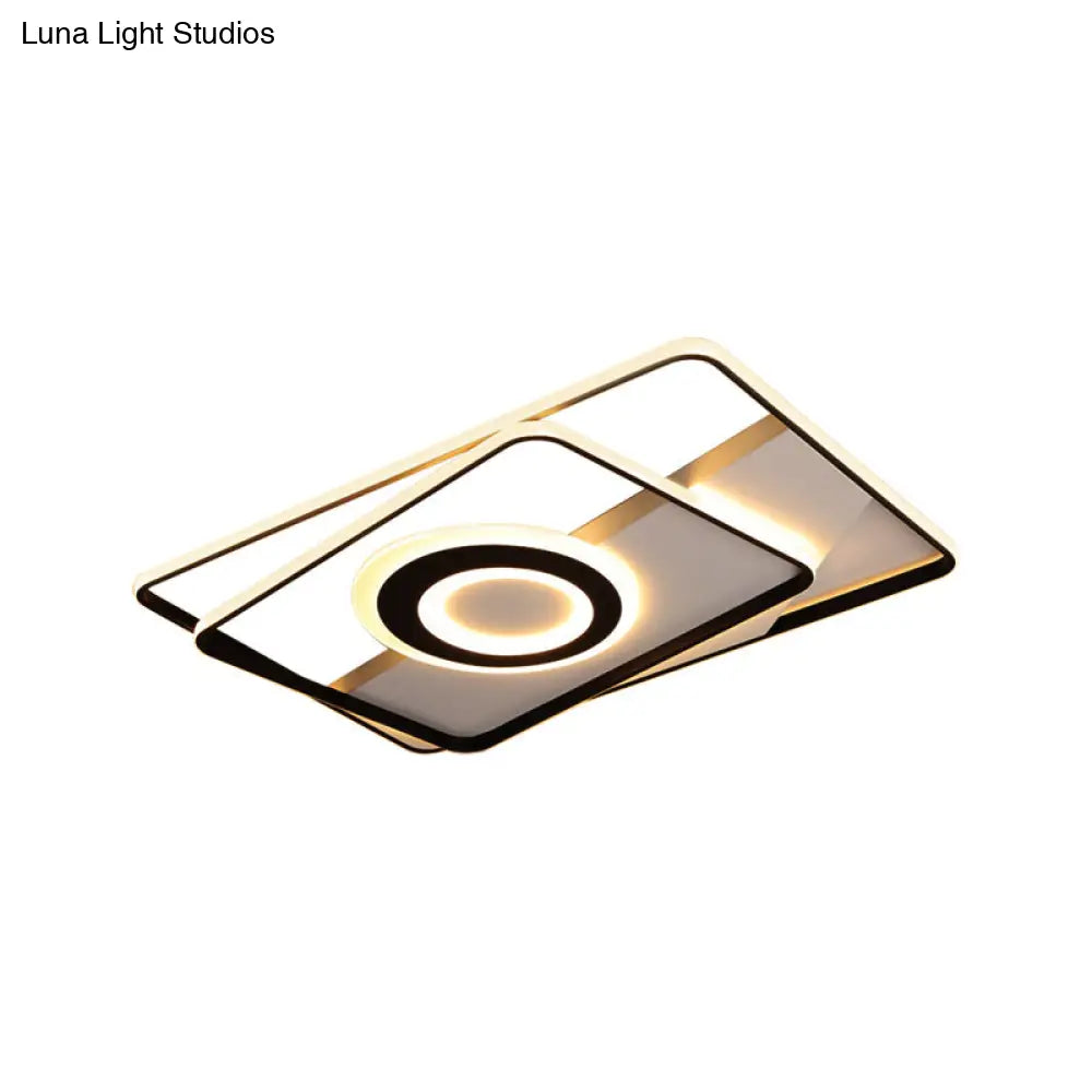 Minimalist Led Square Ceiling Flush Light - 16’/19.5’/23.5’/35.5’ Wide Warm/White