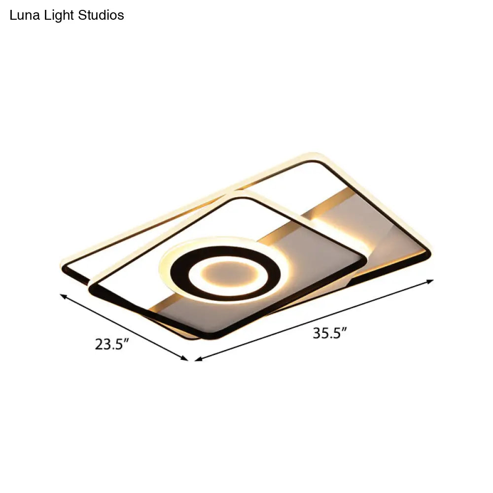Minimalist Led Square Ceiling Flush Light - 16’/19.5’/23.5’/35.5’ Wide Warm/White