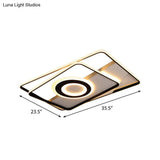 Minimalist Led Square Ceiling Flush Light - 16’/19.5’/23.5’/35.5’ Wide Warm/White
