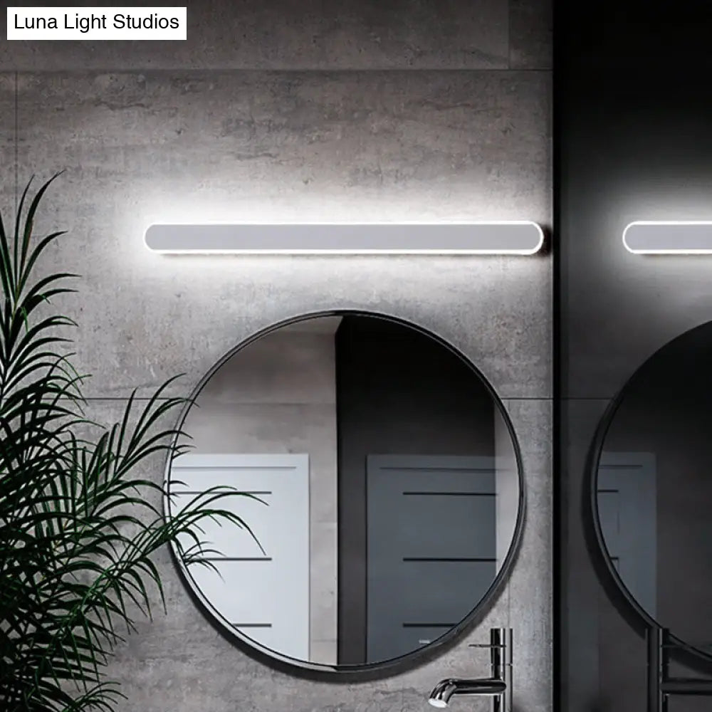 Minimalist Led Vanity Mirror Light - Oblong Flush Wall Sconce In Warm/White 16/23.5/31.5 Inch Length