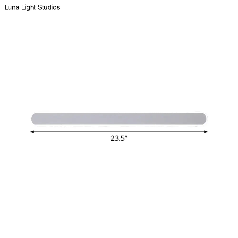 Minimalist Led Vanity Mirror Light - Oblong Flush Wall Sconce In Warm/White 16/23.5/31.5 Inch Length