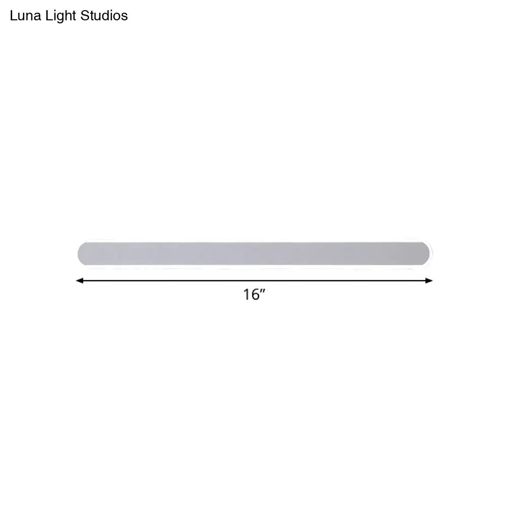 Minimalist Led Vanity Mirror Light - Oblong Flush Wall Sconce In Warm/White 16/23.5/31.5 Inch Length