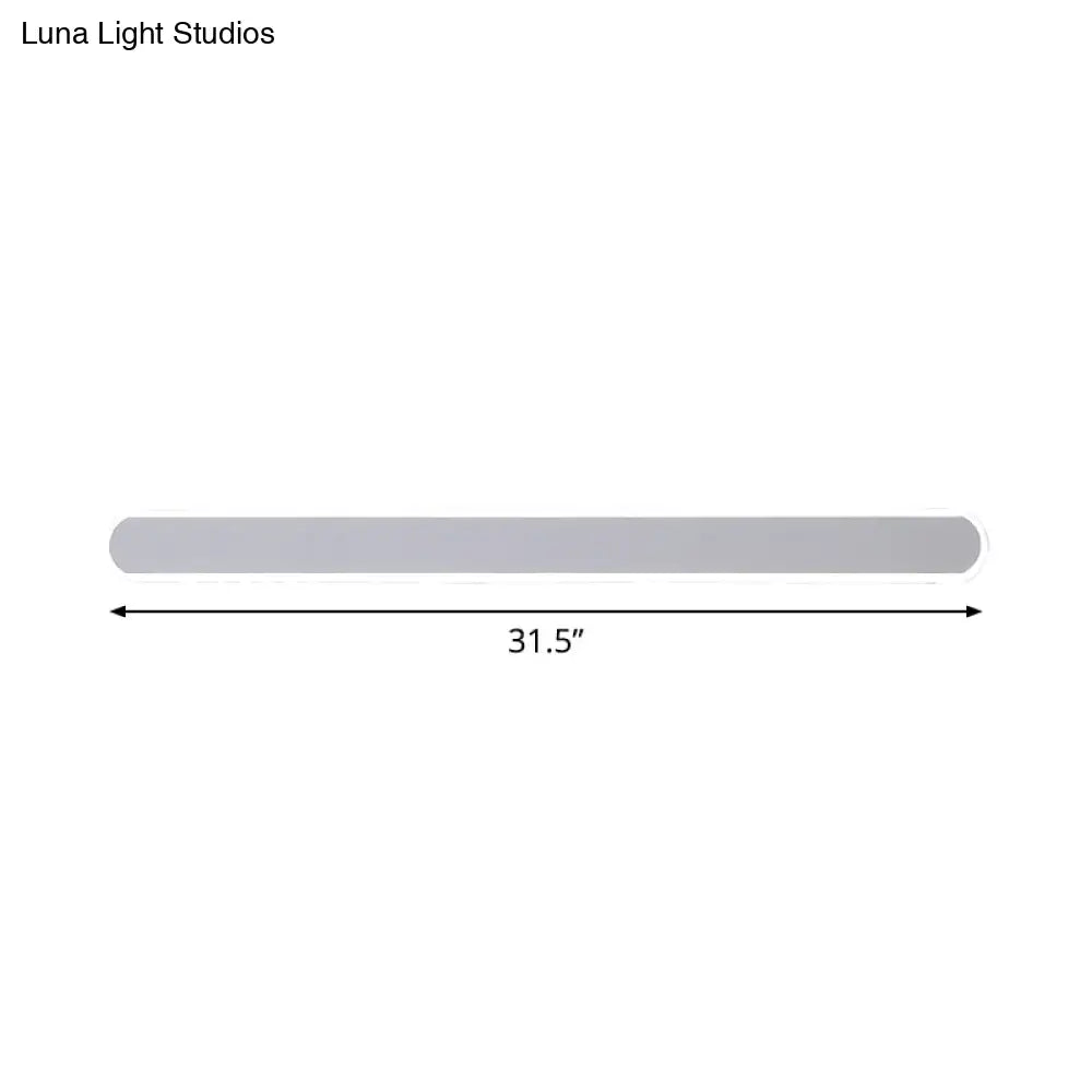 Minimalist Led Vanity Mirror Light - Oblong Flush Wall Sconce In Warm/White 16/23.5/31.5 Inch Length