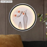 Minimalist Led Wall Lamp In Black With Plum And Vase Dining Room Mural Design