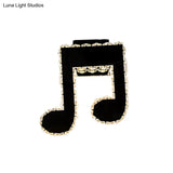 Minimalist Led Wall Lamp With Faceted Crystal Music Note Design - Black