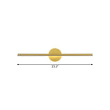 Minimalist Led Wall Sconce In Gold - Metal Linear & Round Vanity Light 16/23.5/31.5 Wide