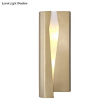 Minimalist Led Wall Sconce Light In Gold For Living Room - Metal Rectangle Mount Lamp