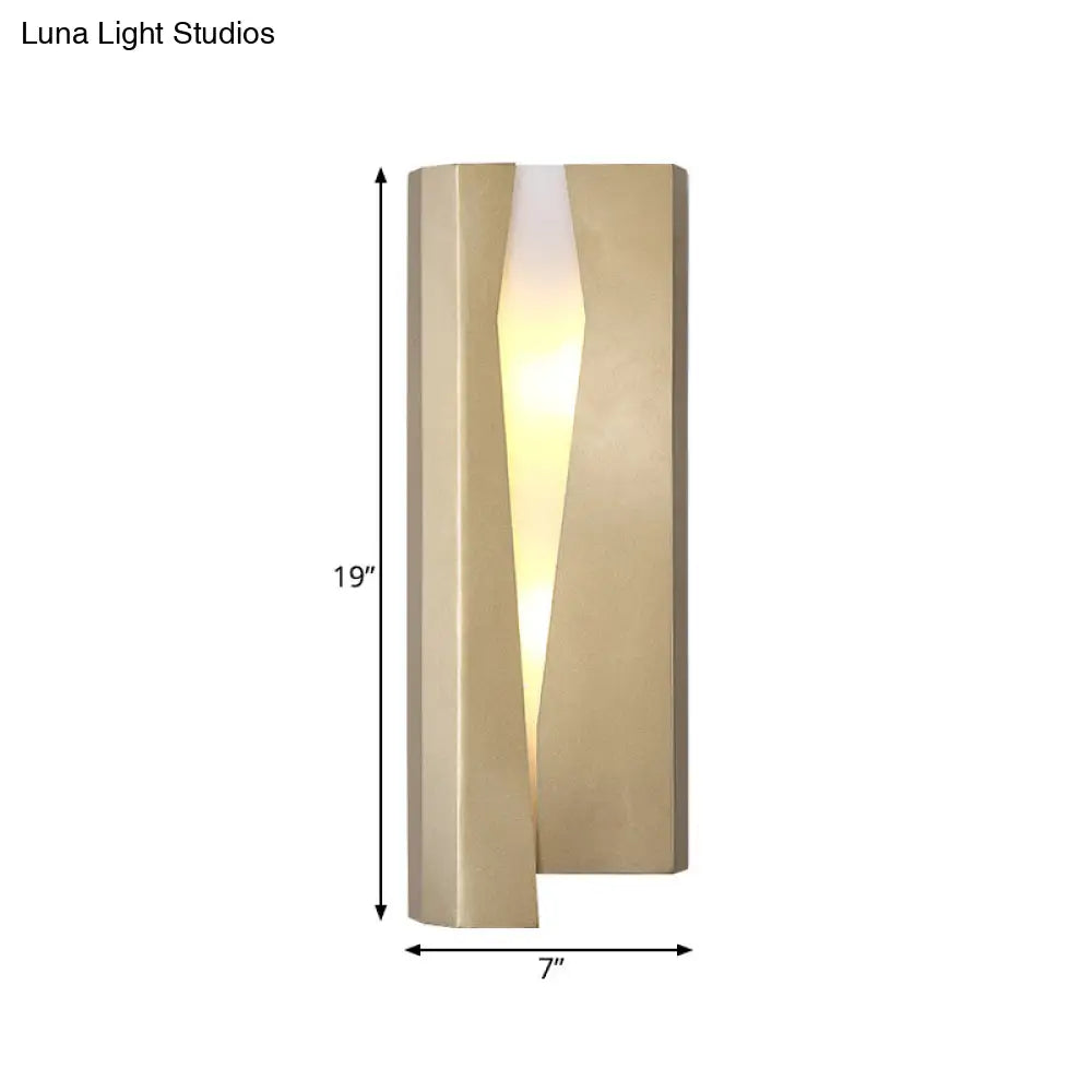 Minimalist Led Wall Sconce Light In Gold For Living Room - Metal Rectangle Mount Lamp