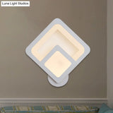 Minimalist Led Wall Sconce Light With Acrylic Shade - White Square/Oval Mounted Lamp Warm/White