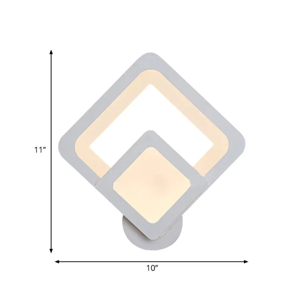 Minimalist Led Wall Sconce Light With Acrylic Shade - White Square/Oval Mounted Lamp Warm/White
